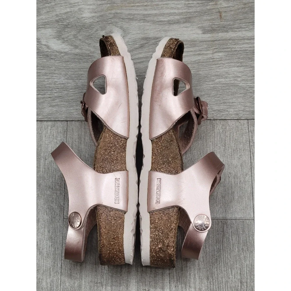 Birkenstock Rio Kids Sandals EU 28 US 10-10.5 Rose Gold Metallic Ankle Strap